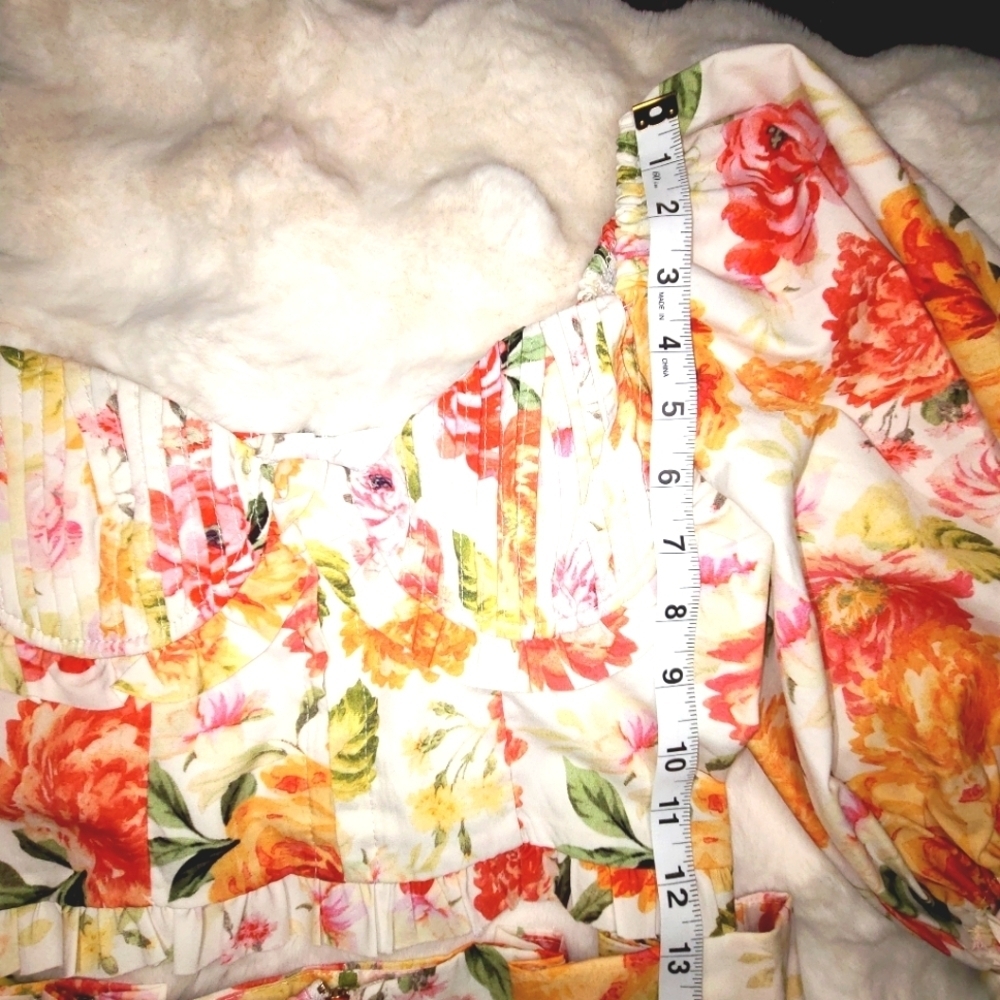 Love Bell High Waist Floral top and Shorts set Vibrant Orange Pink - Picture 12 of 14
